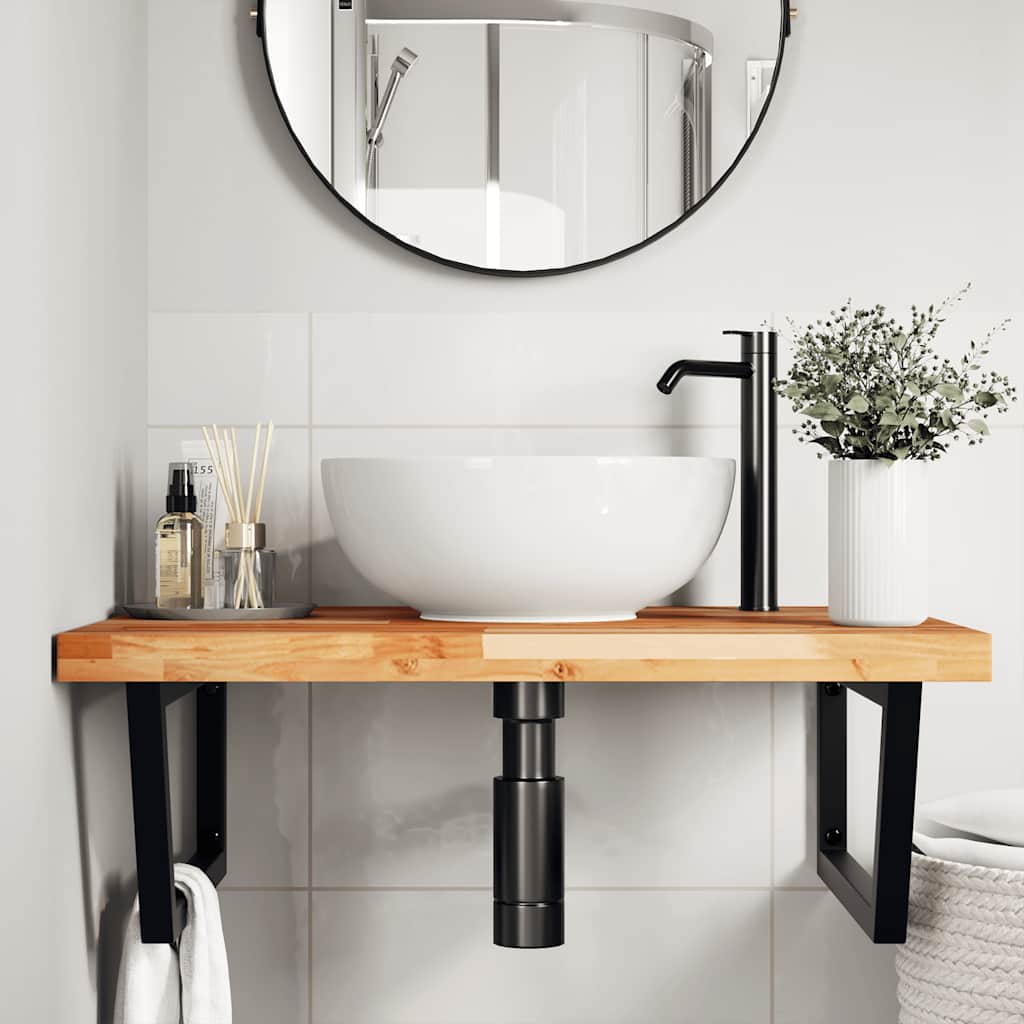 vidaXL Basin Shelf Wall Mounted Steel and Solid Wood Acacia