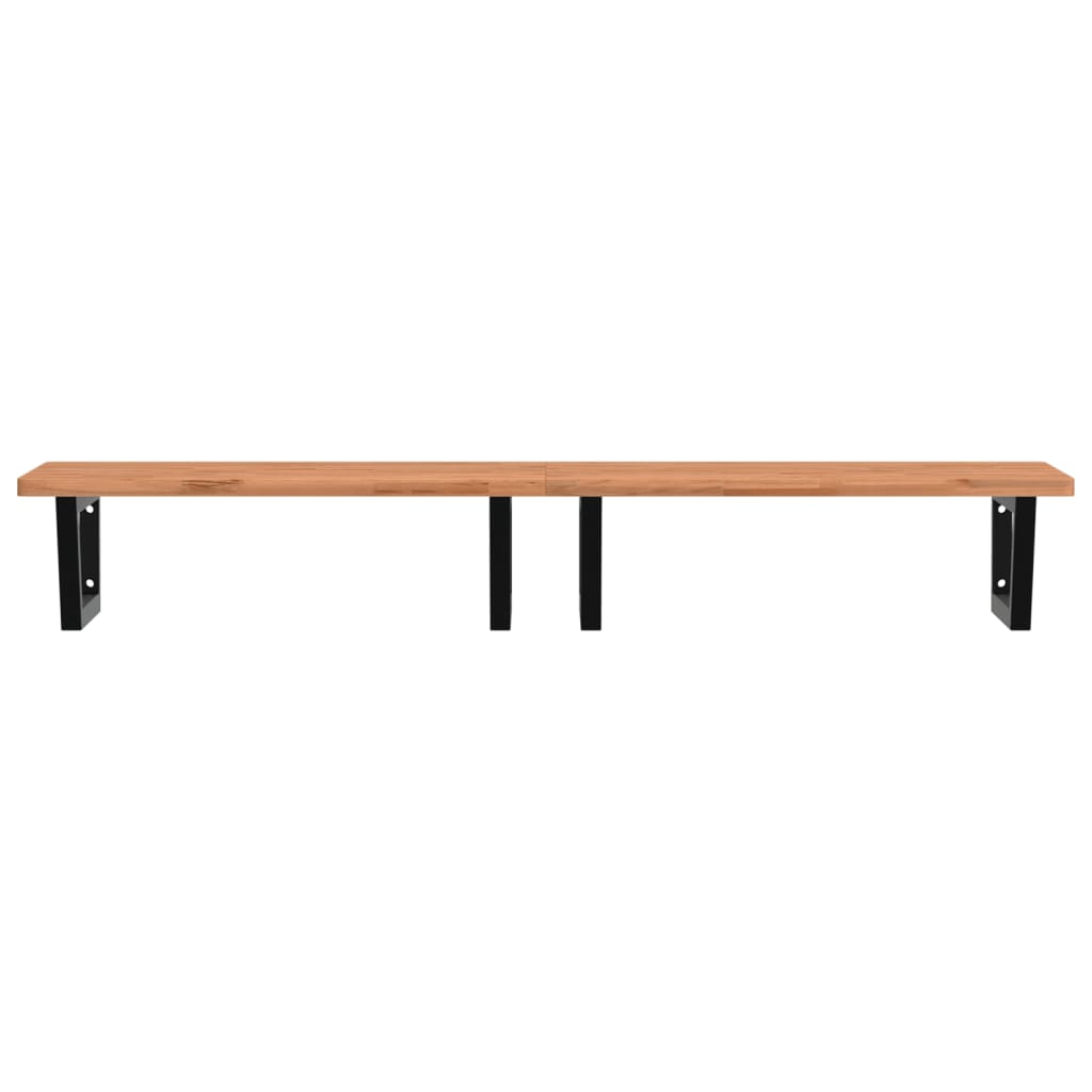 vidaXL Basin Shelf Wall Mounted Steel and Solid Wood Beech