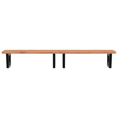 vidaXL Basin Shelf Wall Mounted Steel and Solid Wood Beech