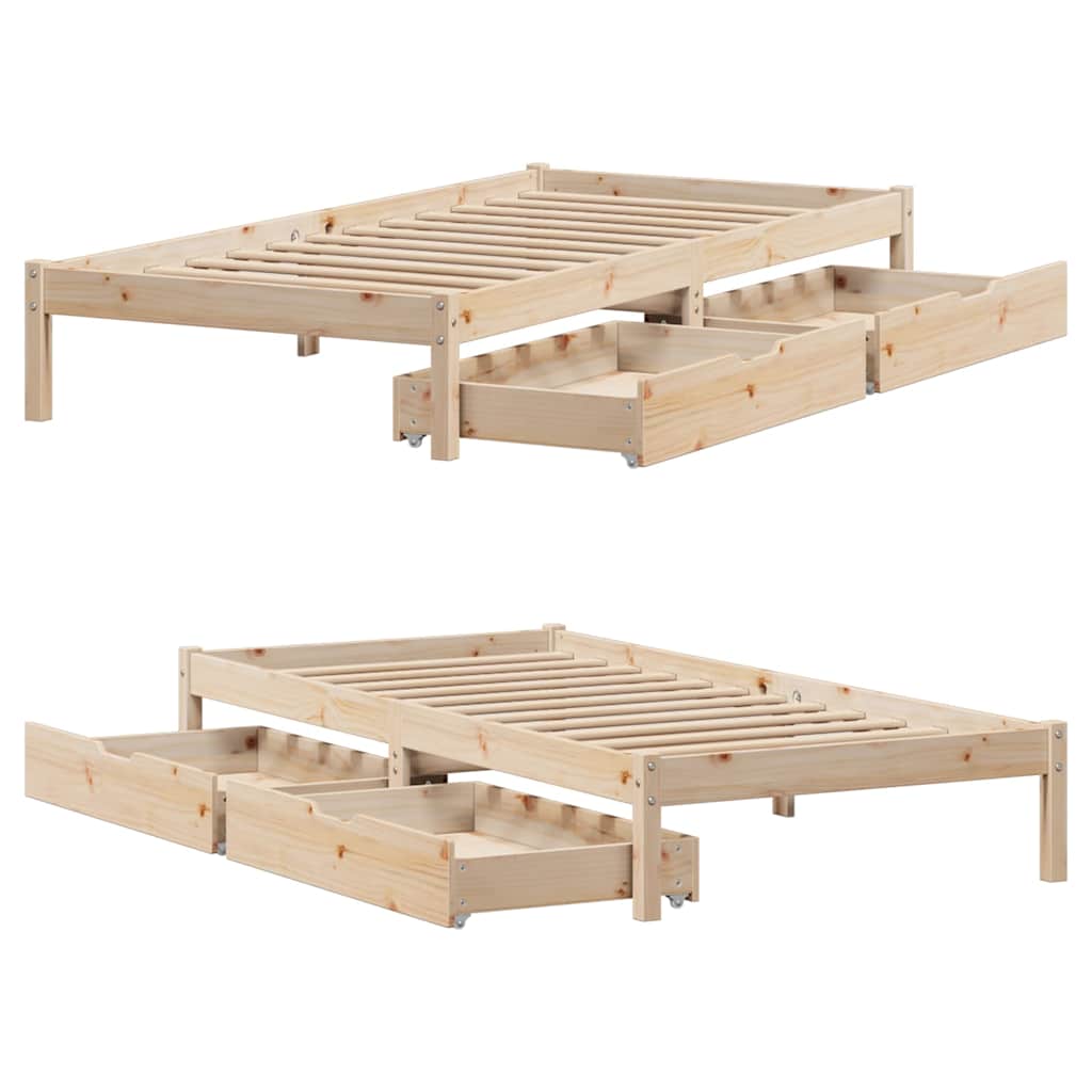 vidaXL Bed Frame without Mattress 75x190 cm Small Single Solid Wood Pine
