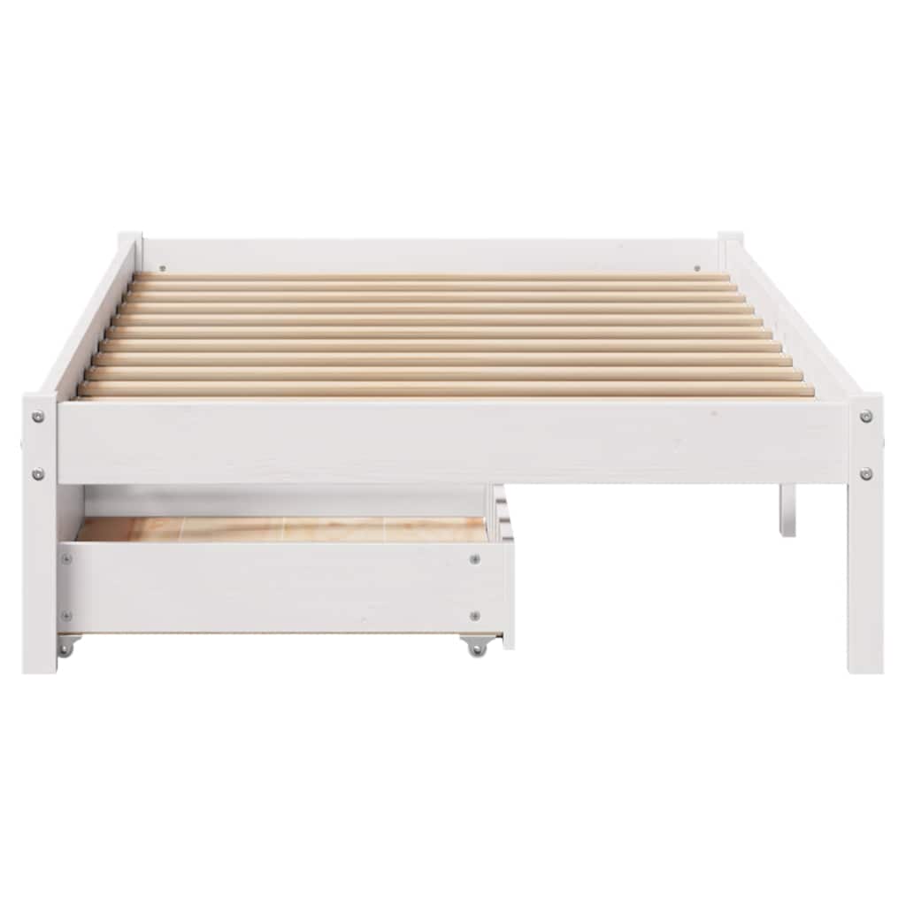 vidaXL Bed Frame without Mattress White 75x190 cm Small Single Solid Wood Pine