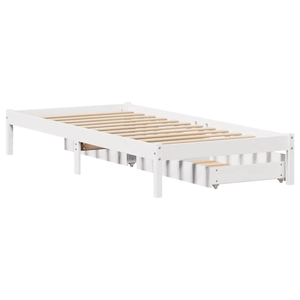 vidaXL Bed Frame without Mattress White 75x190 cm Small Single Solid Wood Pine