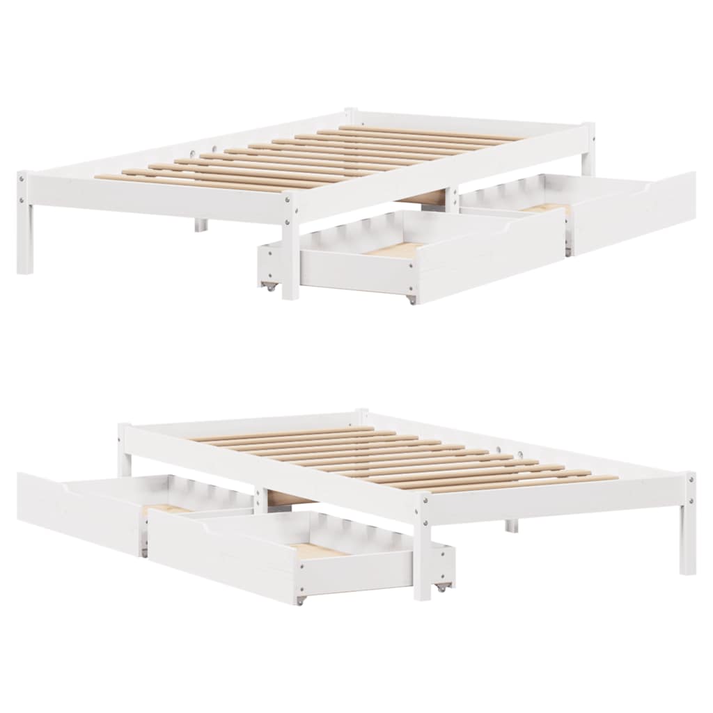 vidaXL Bed Frame without Mattress White 75x190 cm Small Single Solid Wood Pine