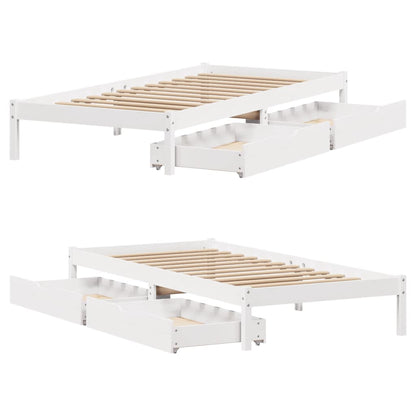 vidaXL Bed Frame without Mattress White 75x190 cm Small Single Solid Wood Pine