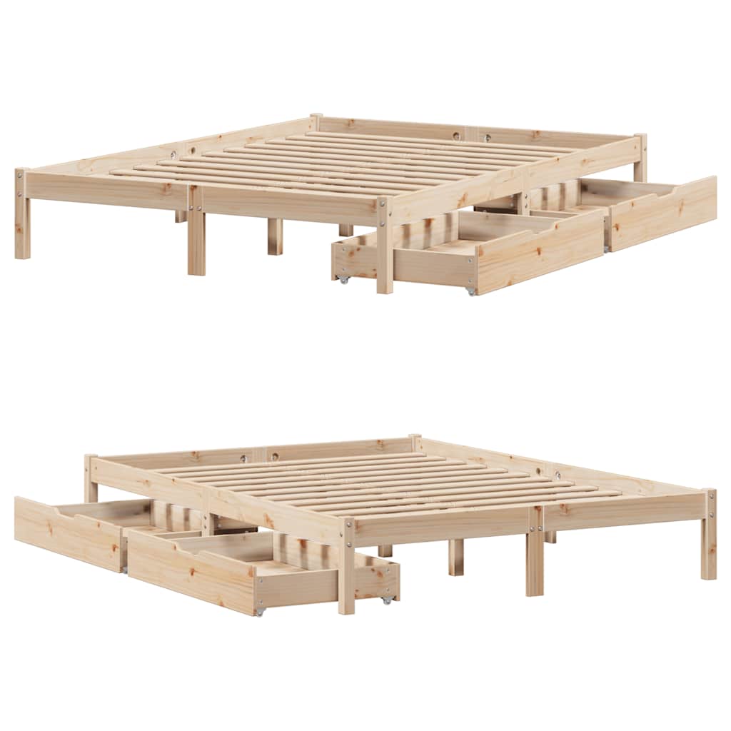 vidaXL Bed Frame without Mattress 135x190 cm Double Solid Wood Pine