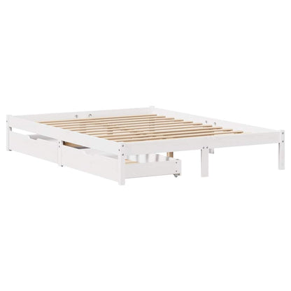 vidaXL Bed Frame without Mattress White 135x190 cm Double Solid Wood Pine
