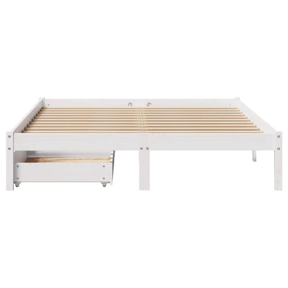 vidaXL Bed Frame without Mattress White 135x190 cm Double Solid Wood Pine