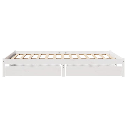 vidaXL Bed Frame without Mattress White 135x190 cm Double Solid Wood Pine