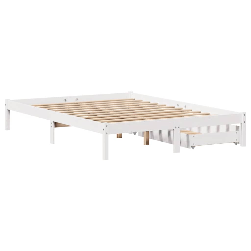 vidaXL Bed Frame without Mattress White 135x190 cm Double Solid Wood Pine