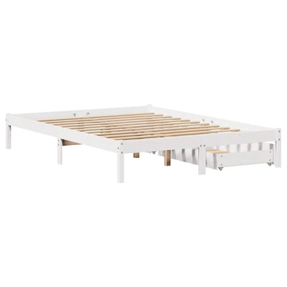 vidaXL Bed Frame without Mattress White 135x190 cm Double Solid Wood Pine