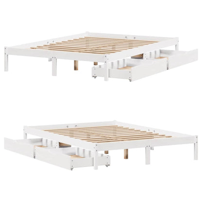 vidaXL Bed Frame without Mattress White 135x190 cm Double Solid Wood Pine