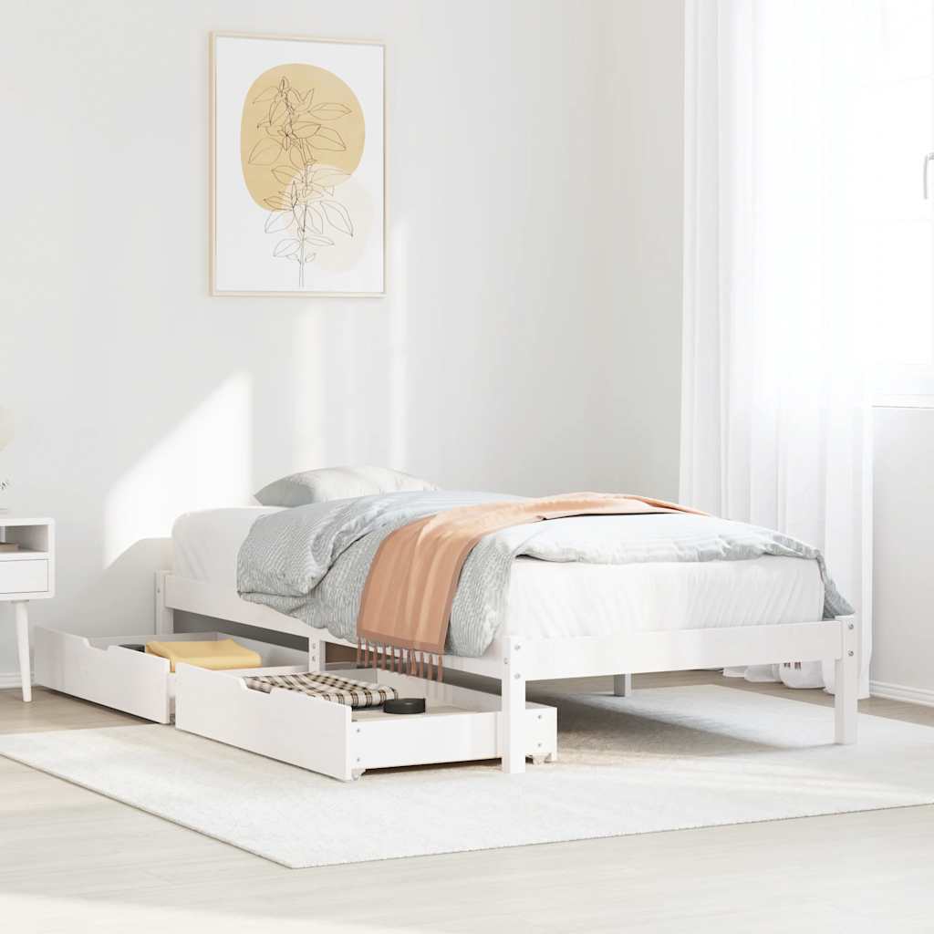 vidaXL Bed Frame without Mattress White 90x200 cm Solid Wood Pine