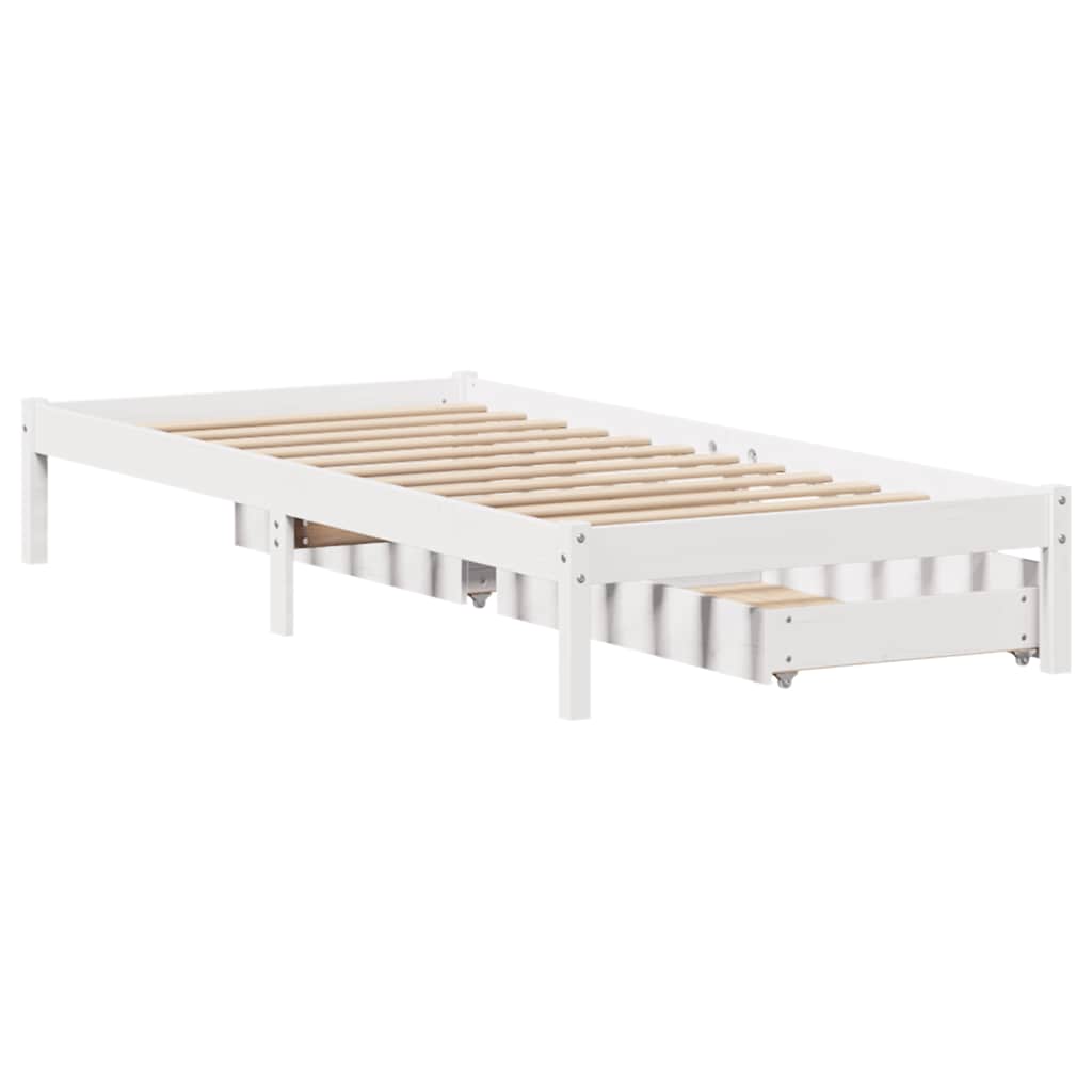 vidaXL Bed Frame without Mattress White 100x200 cm Solid Wood Pine