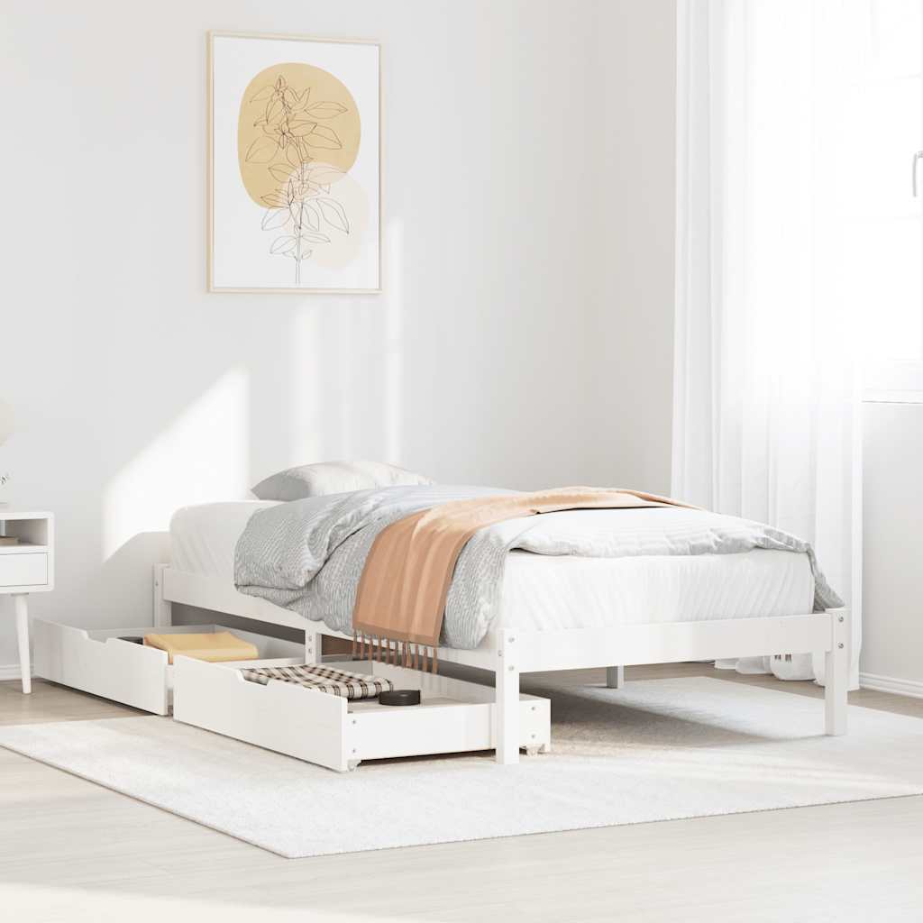 vidaXL Bed Frame without Mattress White 100x200 cm Solid Wood Pine