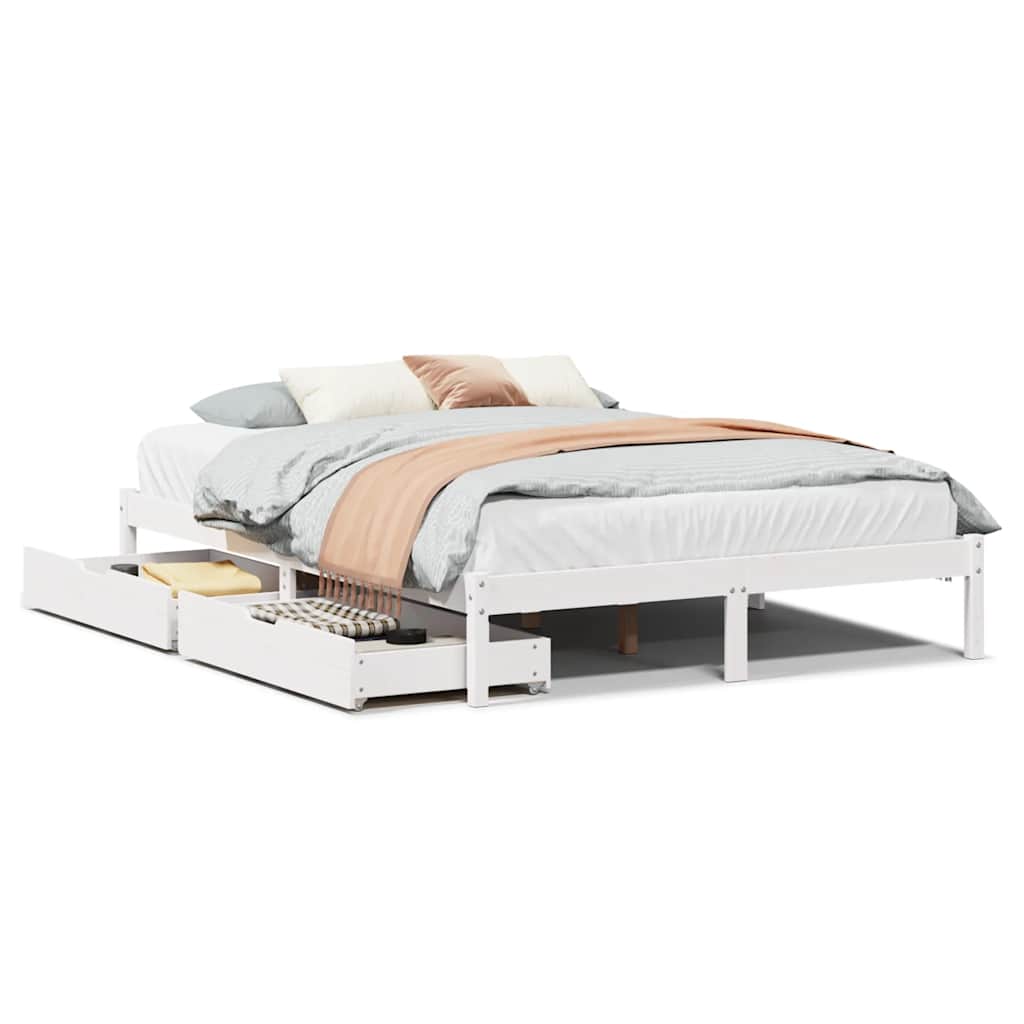 vidaXL Bed Frame without Mattress White 140x200 cm Solid Wood Pine