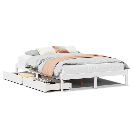 vidaXL Bed Frame without Mattress White 140x200 cm Solid Wood Pine