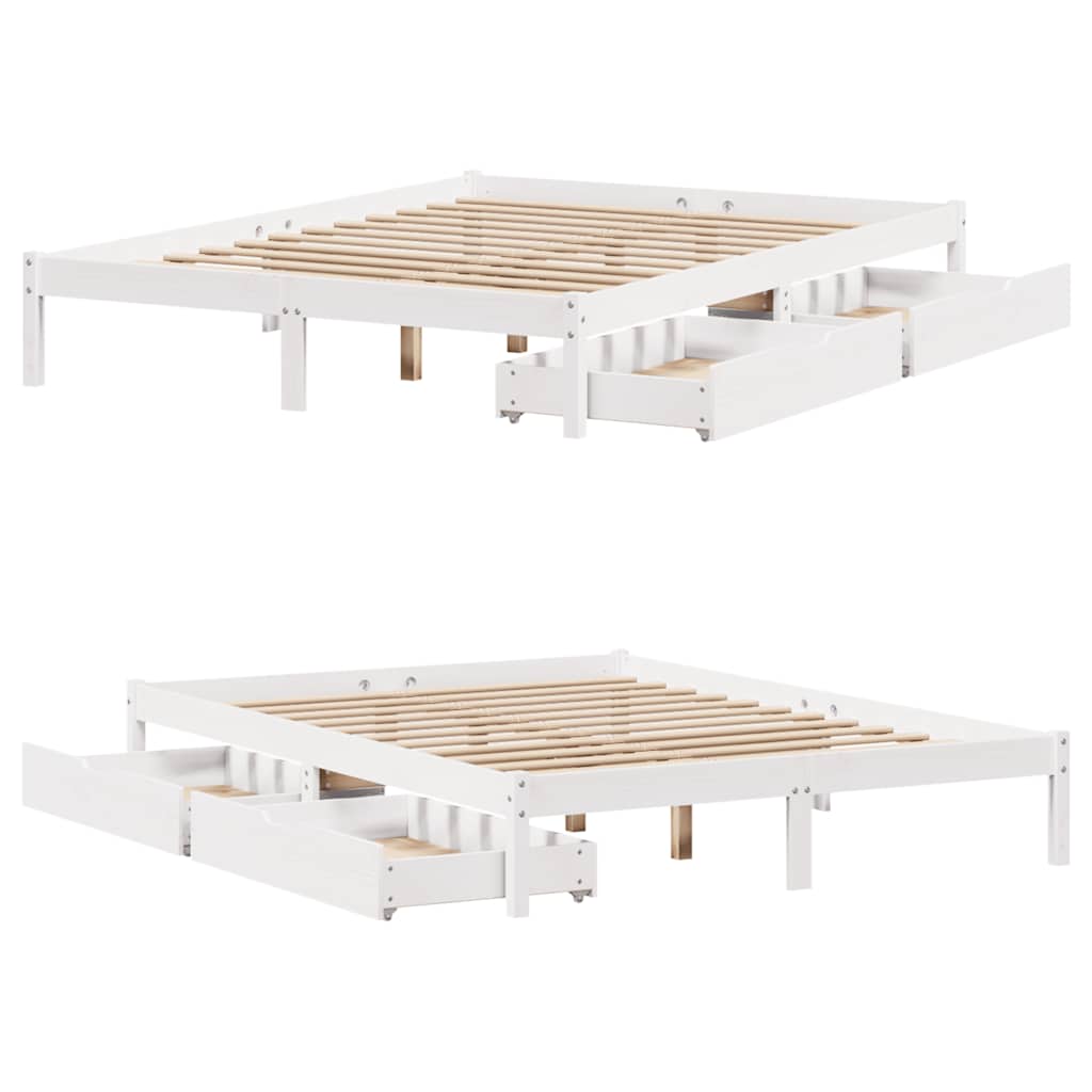 vidaXL Bed Frame without Mattress White 140x200 cm Solid Wood Pine