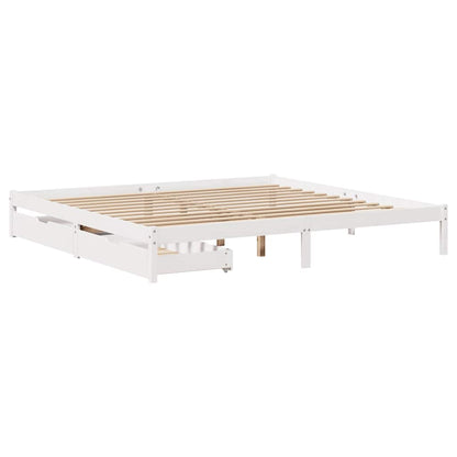 vidaXL Bed Frame without Mattress White 180x200 cm Super King Solid Wood Pine