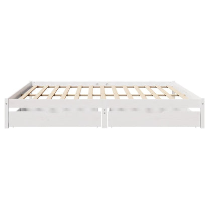 vidaXL Bed Frame without Mattress White 180x200 cm Super King Solid Wood Pine