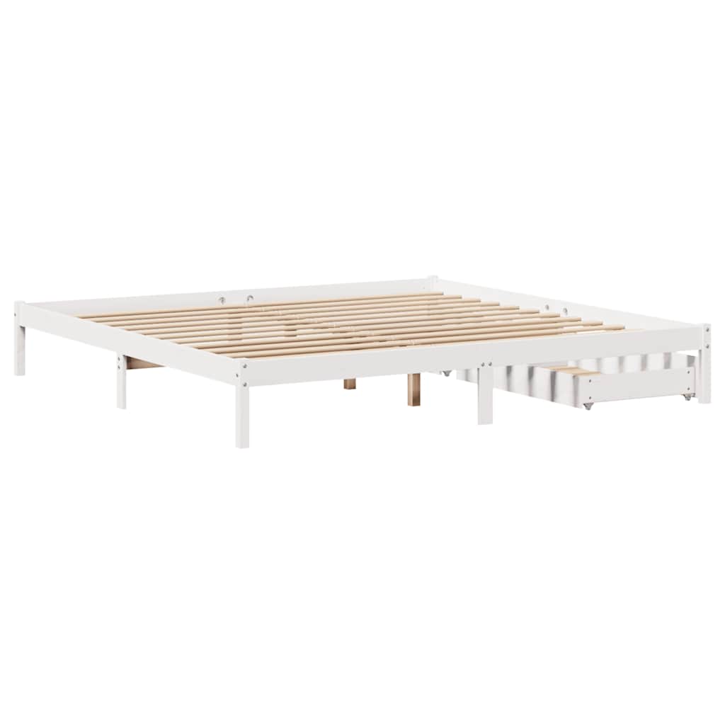 vidaXL Bed Frame without Mattress White 200x200 cm Solid Wood Pine
