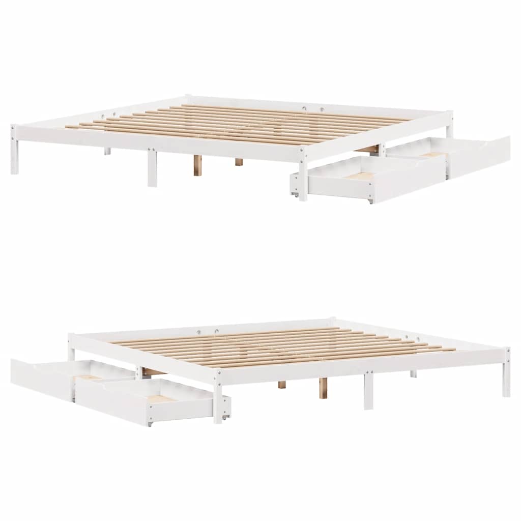 vidaXL Bed Frame without Mattress White 200x200 cm Solid Wood Pine