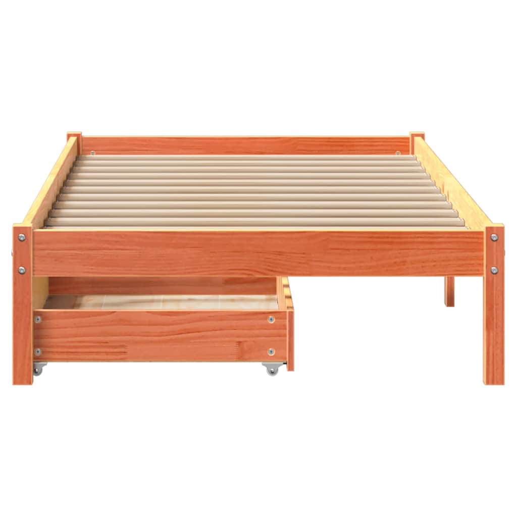 vidaXL Bed Frame without Mattress Wax Brown 75x190 cm Small Single Solid Wood Pine