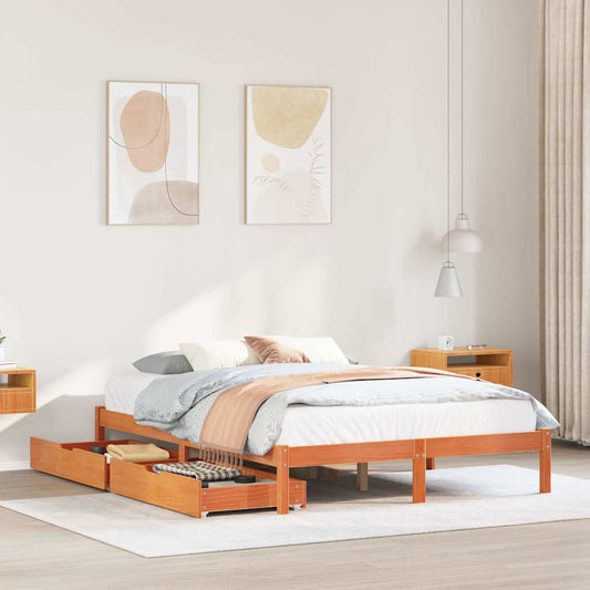 vidaXL Bed Frame without Mattress Wax Brown 120x190 cm Small Double Solid Wood Pine