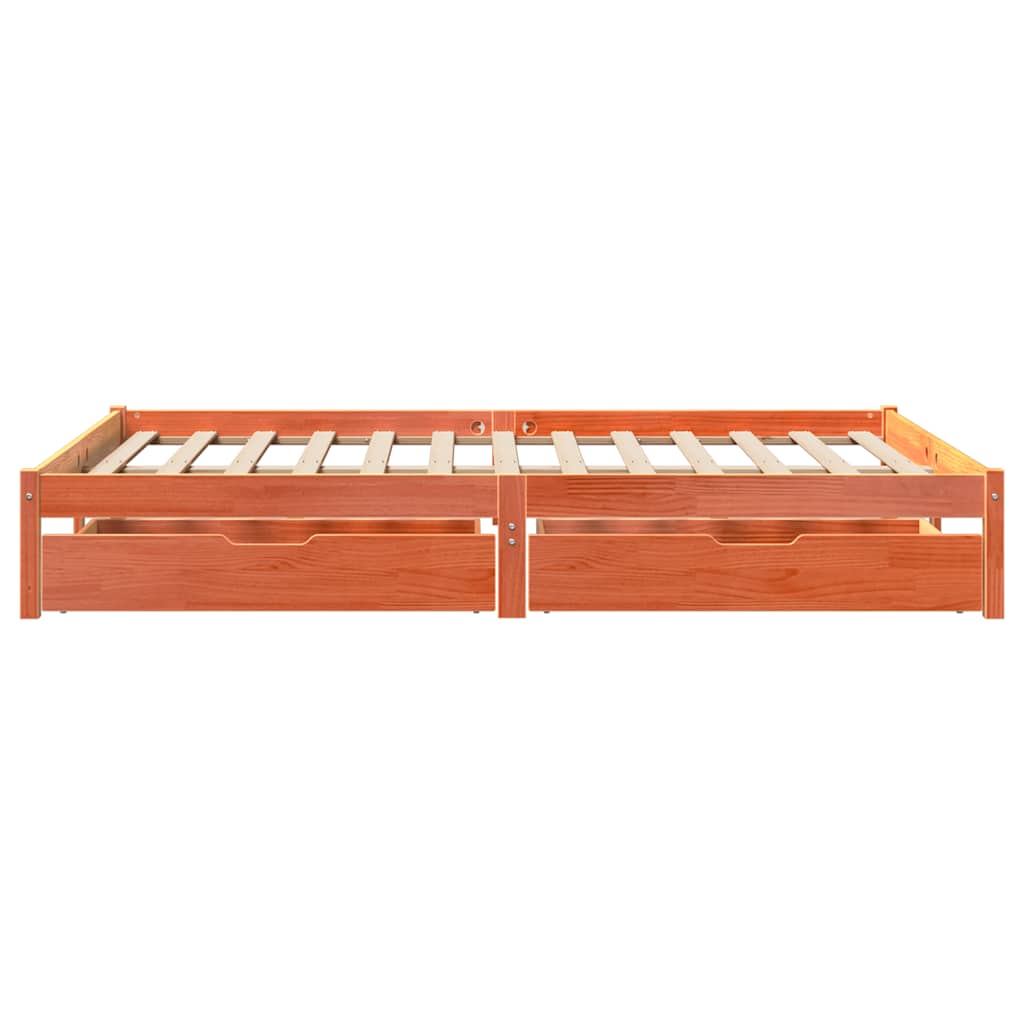 vidaXL Bed Frame without Mattress Wax Brown 135x190 cm Double Solid Wood Pine