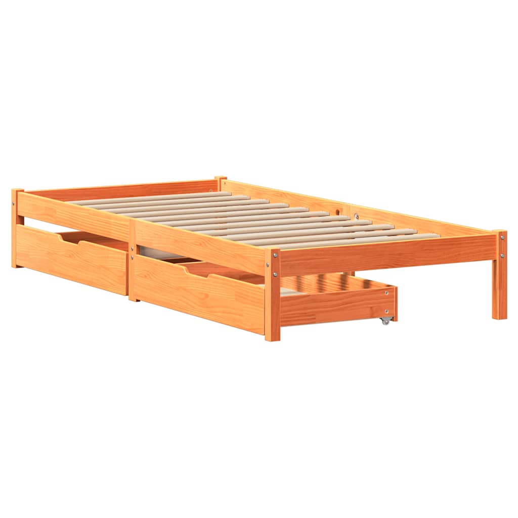 vidaXL Bed Frame without Mattress Wax Brown 90x200 cm Solid Wood Pine