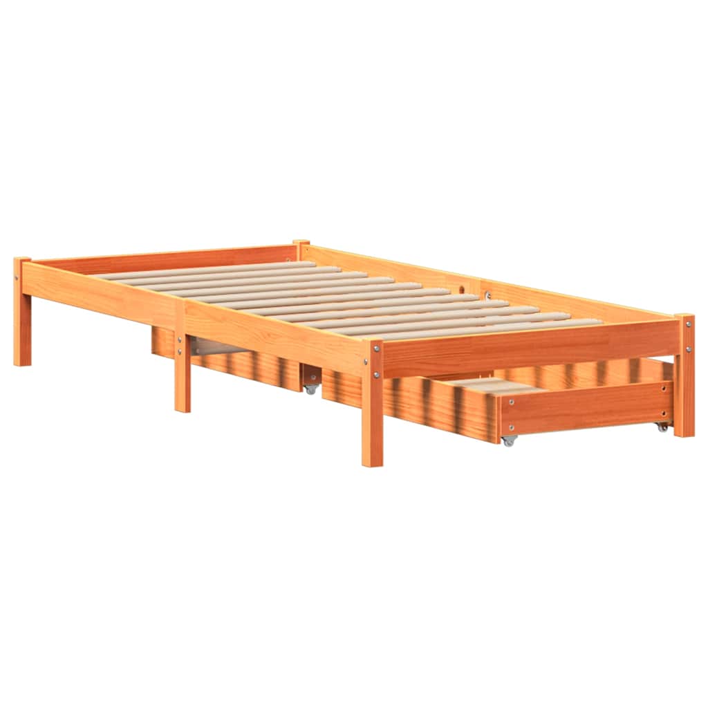 vidaXL Bed Frame without Mattress Wax Brown 90x200 cm Solid Wood Pine