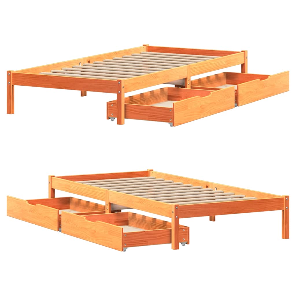 vidaXL Bed Frame without Mattress Wax Brown 90x200 cm Solid Wood Pine