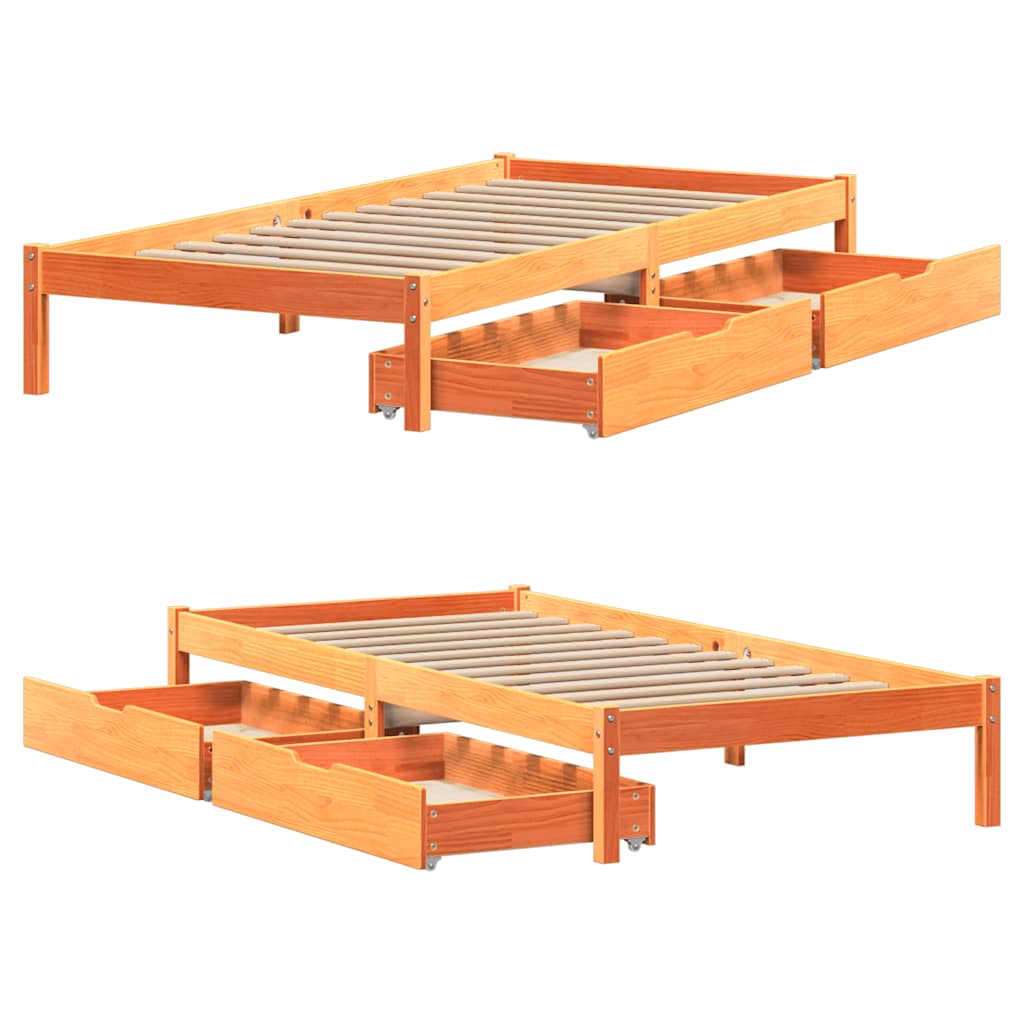 vidaXL Bed Frame without Mattress Wax Brown 100x200 cm Solid Wood Pine