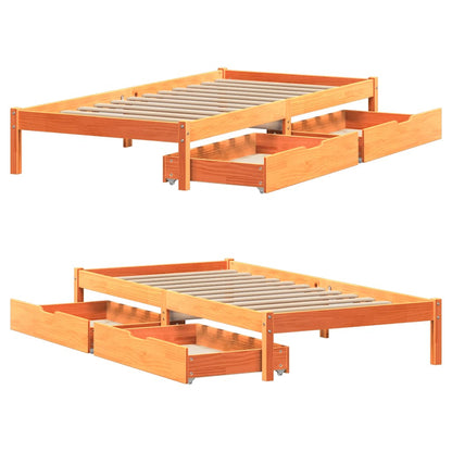 vidaXL Bed Frame without Mattress Wax Brown 100x200 cm Solid Wood Pine