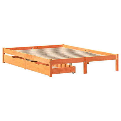 vidaXL Bed Frame without Mattress Wax Brown 150x200 cm King Size Solid Wood Pine