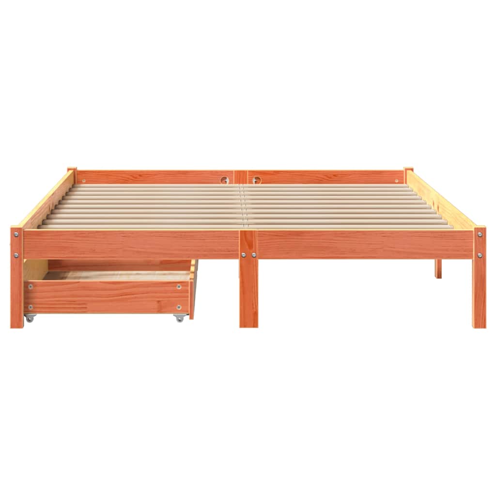 vidaXL Bed Frame without Mattress Wax Brown 150x200 cm King Size Solid Wood Pine