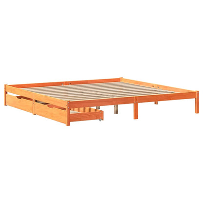 vidaXL Bed Frame without Mattress Wax Brown 200x200 cm Solid Wood Pine