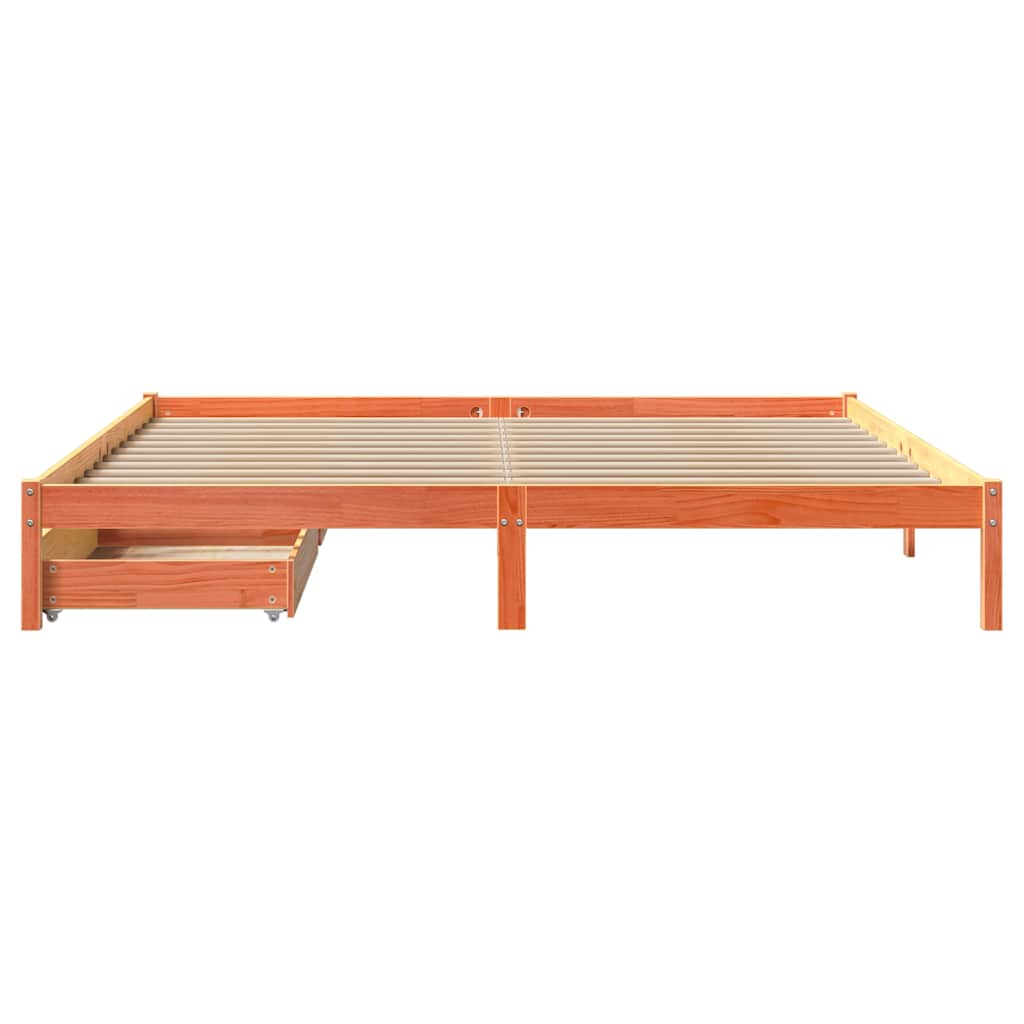 vidaXL Bed Frame without Mattress Wax Brown 200x200 cm Solid Wood Pine