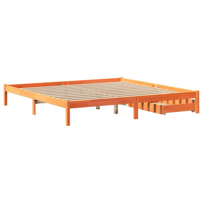 vidaXL Bed Frame without Mattress Wax Brown 200x200 cm Solid Wood Pine