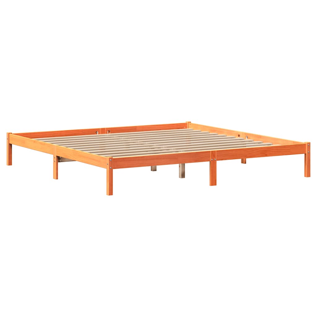vidaXL Bed Frame without Mattress Wax Brown 200x200 cm Solid Wood Pine