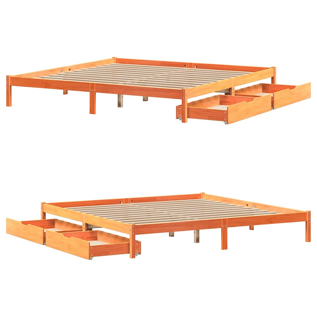 vidaXL Bed Frame without Mattress Wax Brown 200x200 cm Solid Wood Pine