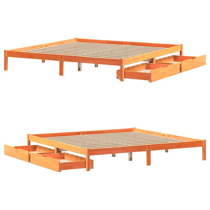 vidaXL Bed Frame without Mattress Wax Brown 200x200 cm Solid Wood Pine