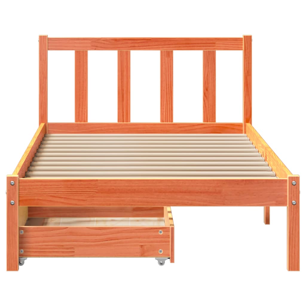 vidaXL Bed Frame without Mattress Wax Brown 100x200 cm Solid Wood Pine