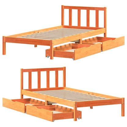 vidaXL Bed Frame without Mattress Wax Brown 100x200 cm Solid Wood Pine