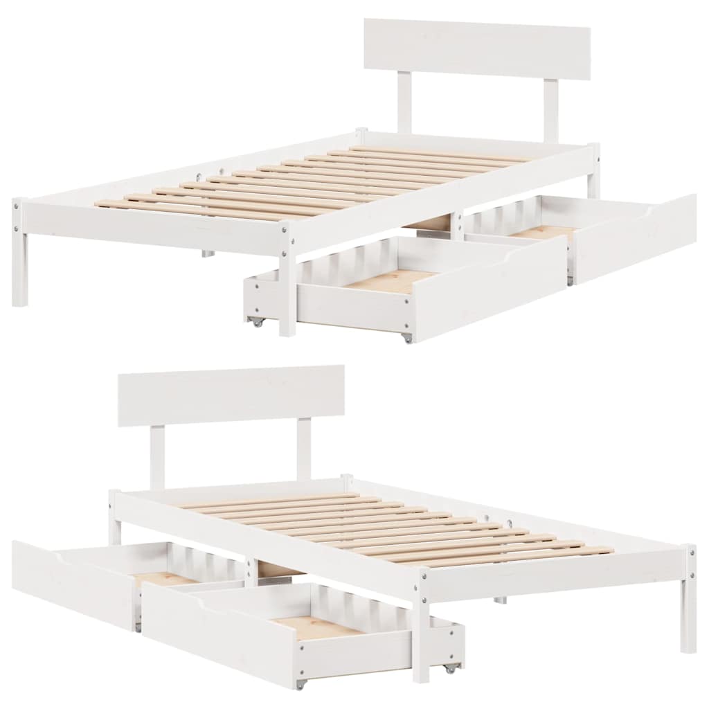 vidaXL Bed Frame without Mattress White 90x190 cm Single Solid Wood Pine