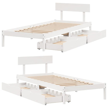 vidaXL Bed Frame without Mattress White 90x190 cm Single Solid Wood Pine