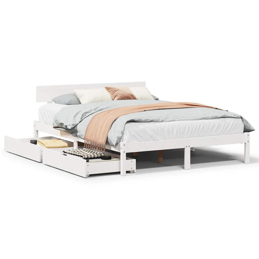 vidaXL Bed Frame without Mattress White 120x190 cm Small Double Solid Wood Pine