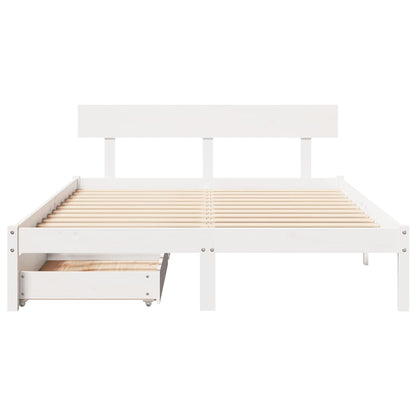 vidaXL Bed Frame without Mattress White 135x190 cm Double Solid Wood Pine