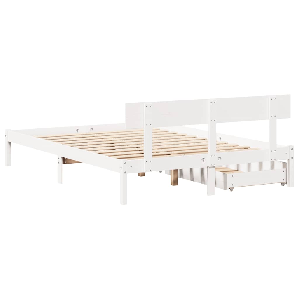 vidaXL Bed Frame without Mattress White 135x190 cm Double Solid Wood Pine