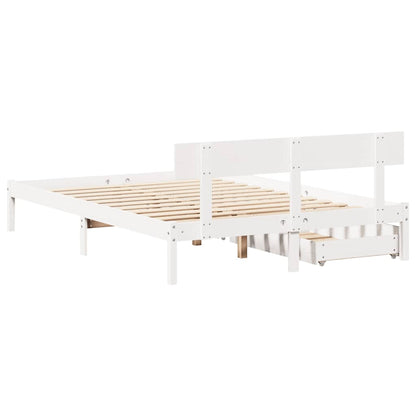 vidaXL Bed Frame without Mattress White 135x190 cm Double Solid Wood Pine