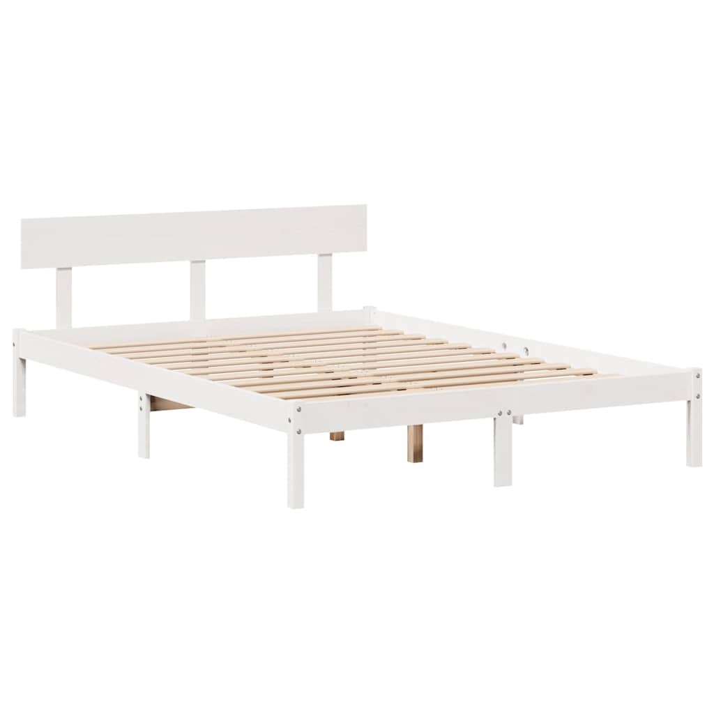 vidaXL Bed Frame without Mattress White 135x190 cm Double Solid Wood Pine